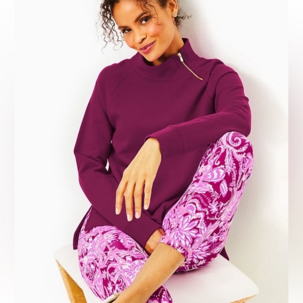 Lilly Pulitzer Plum Zip-Neck Pullover Sweater